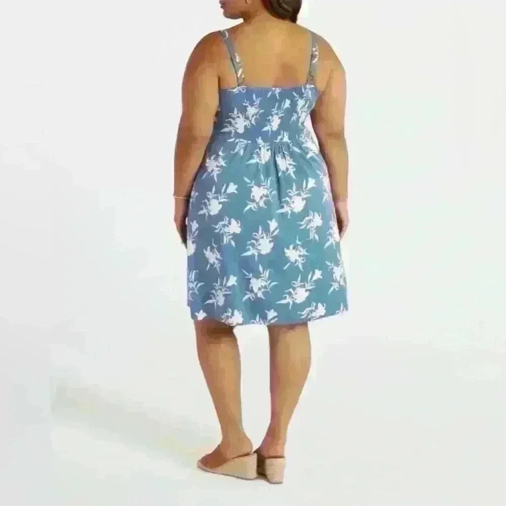 41 Hawthorn Beatriz Scallop Detail Dress in Blue - Size 1X (NWT)